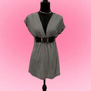 🤍Kiwi Black and White Houndstooth Mini Dress